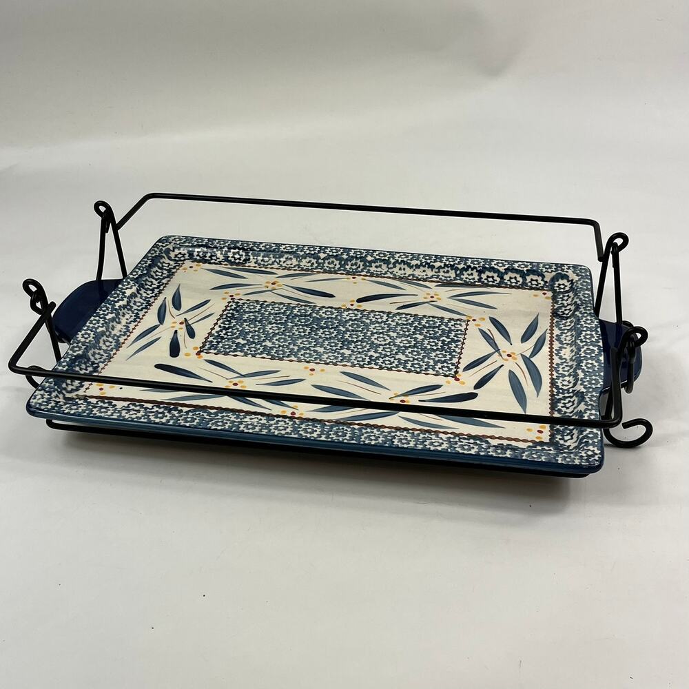 Temptations Old World Extra Large Rectangular Serving Platter With Rack 16" Dish
